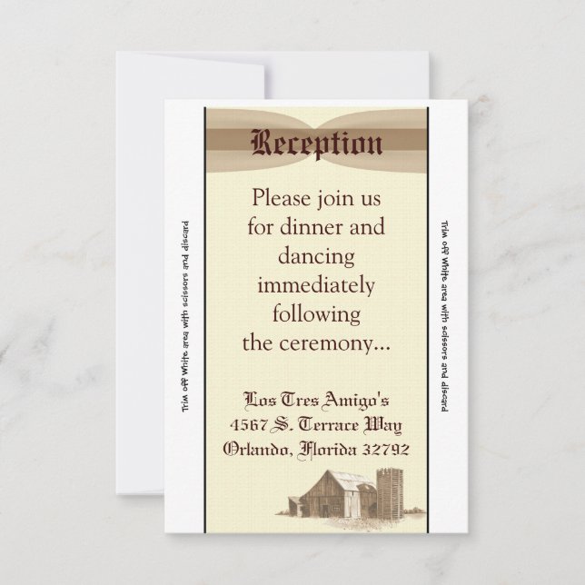 Carte de réception 3,5x7 Vintage Country Grange Fa (Devant)