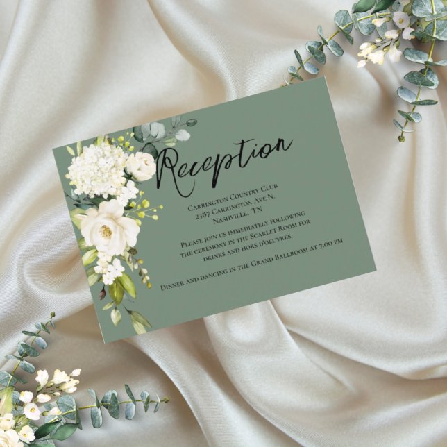 Carte de réception à l'aquarelle florale verte élé (Créateur téléchargé)