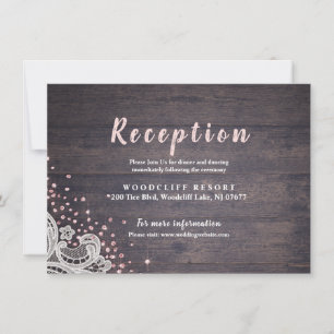 Carte de réception à paillettes rustiques en dente
