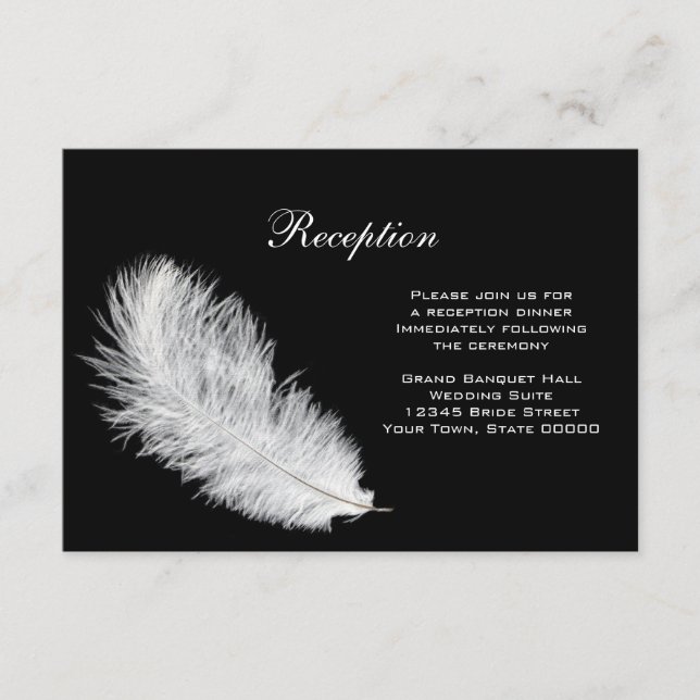 Carte de réception à plumes blanches (Devant)