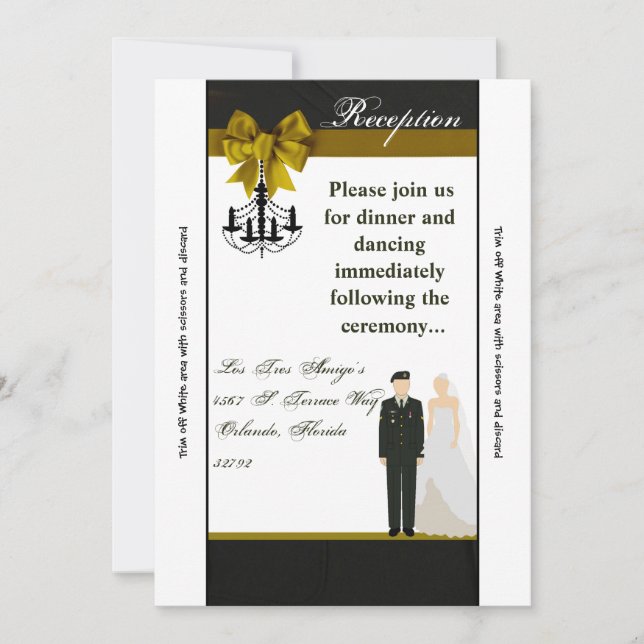 Carte de réception ARMY Uniform Groom Bride 3,5x7  (Devant)
