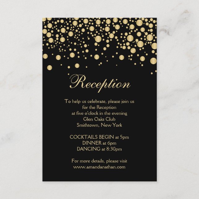 Carte de réception avec confettis à effet doré (Devant)