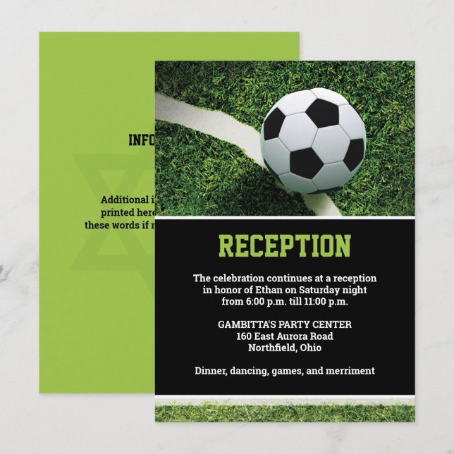 Carte de réception Bar Mitzvah au stade de footbal (Devant / Derrière)
