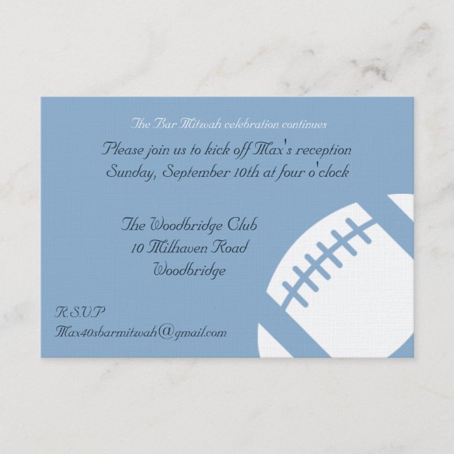 Carte de réception Bar Mitzvah - Football (Devant)