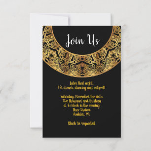 Carte de réception Bat mitzvah circulaire GOLDEN