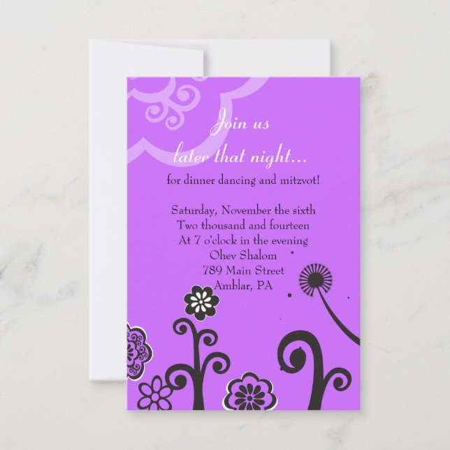 Carte de réception Bat mitzvah Floral Star (Devant)