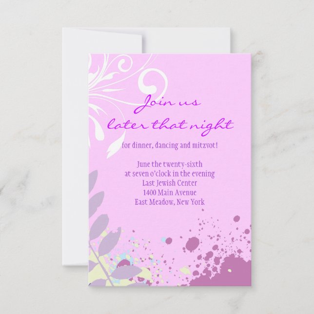 Carte de réception Bat mitzvah FLORAL STAR ABSTRAI (Devant)