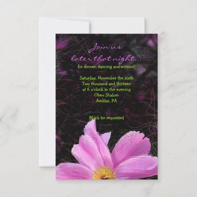 Carte de réception Bat mitzvah PINK PEONY (Devant)
