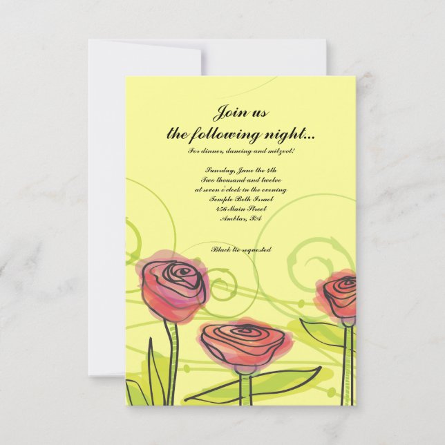 Carte de réception Bat mitzvah Rose transparente (Devant)