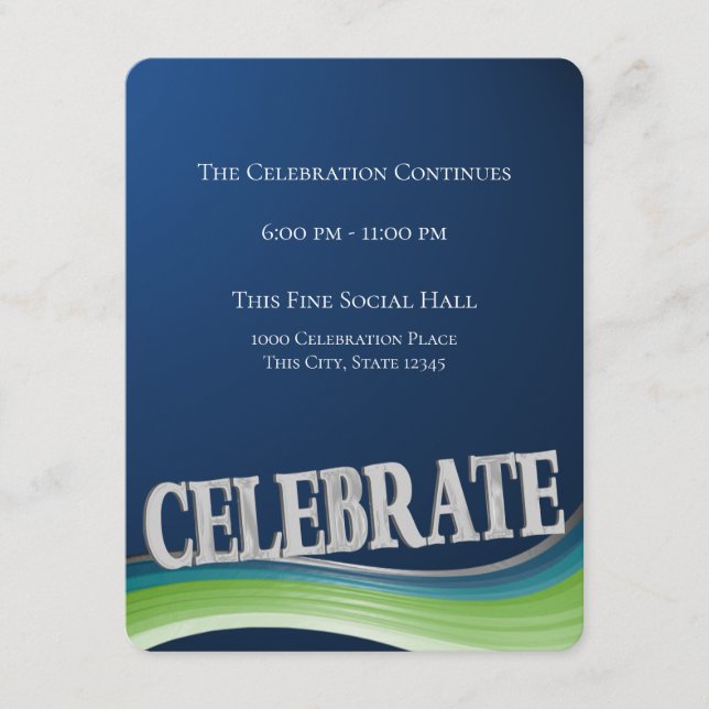 Carte de réception Blue Green Steel Wave Celebrati (Devant)