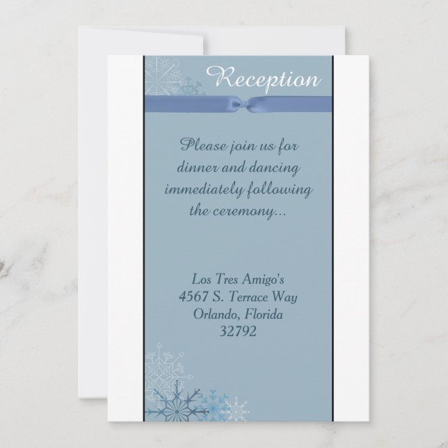Carte de réception Blue Snowflake Winter 3.5x7 (Devant)