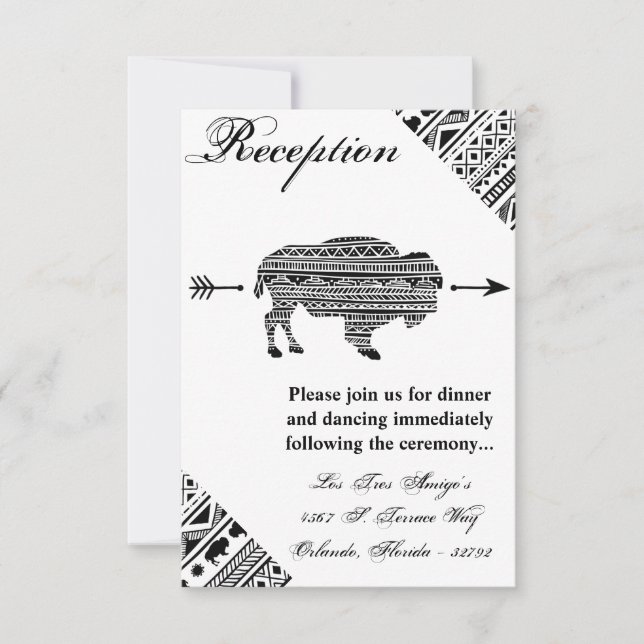 Carte de réception Boho Buffalo Tribal Motif B 3,5 (Devant)