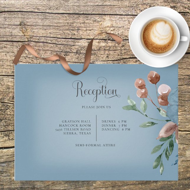 Carte de réception Boho Rust & Blue Floral Wedding (Créateur téléchargé)