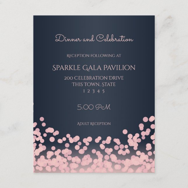 Carte de réception Bokeh Pink et Navy Blue (Devant)