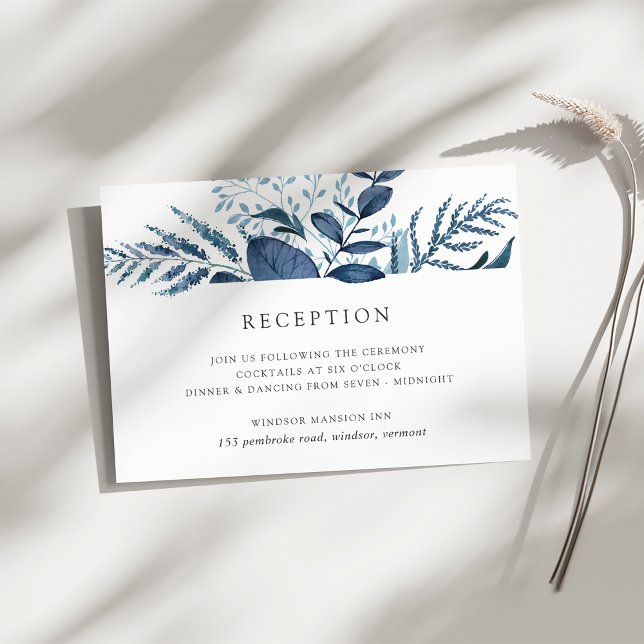 Carte de réception botanique bleue Azure sauvage (Créateur téléchargé)