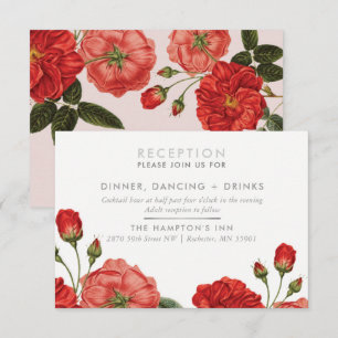 CARTE DE RÉCEPTION bouquet floral de roses rouges