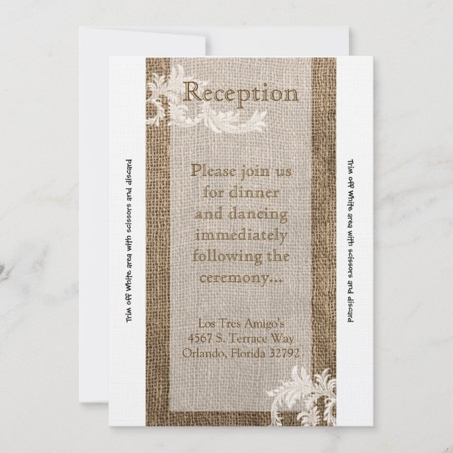 Carte de réception Burap Lace Monogramme Pays (Devant)