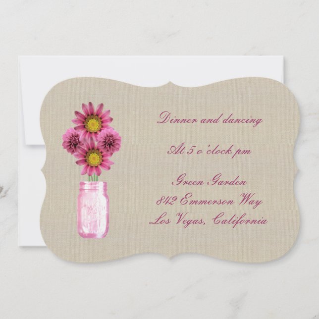 Carte de réception Burlap Rustique Mason Rose (Devant)
