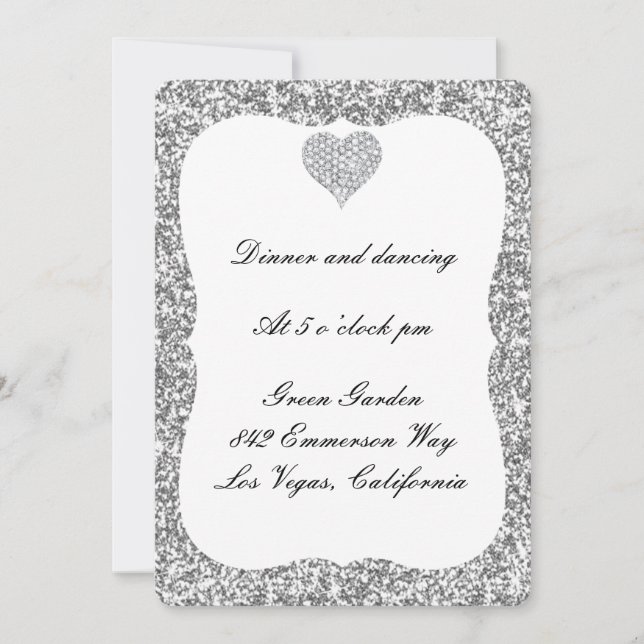 Carte de réception Coeur Diamond Parties scintilla (Devant)