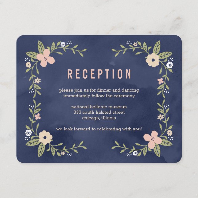 Carte de réception couleur modifiable de beauté fl (Devant)