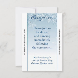 Carte de réception Crystal Snowflakes hiver 3,5 x 