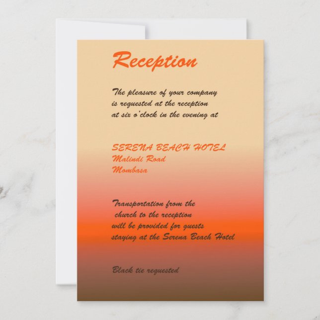 carte de réception de mariage (Devant)