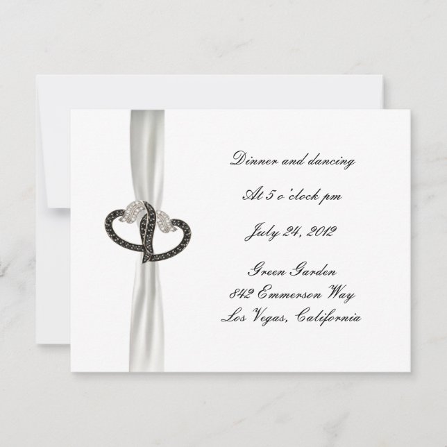 Carte de réception de mariage à coeur de diamant n (Devant)