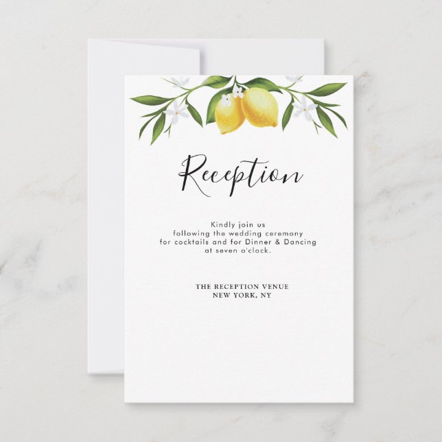 Carte de réception de mariage à feuillage de citro (Devant)