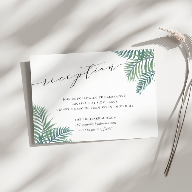 Carte de réception de mariage à feuillage tropical (Créateur téléchargé)