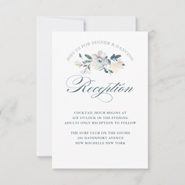 Carte de réception de mariage à l'aquarelle Blooms (Devant)