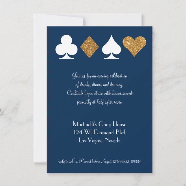 Carte de réception de mariage à Las Vegas avec or  (Devant)