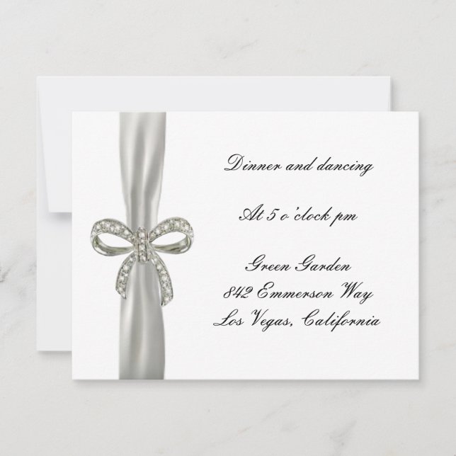 Carte de réception de mariage à ruban diamant (Devant)