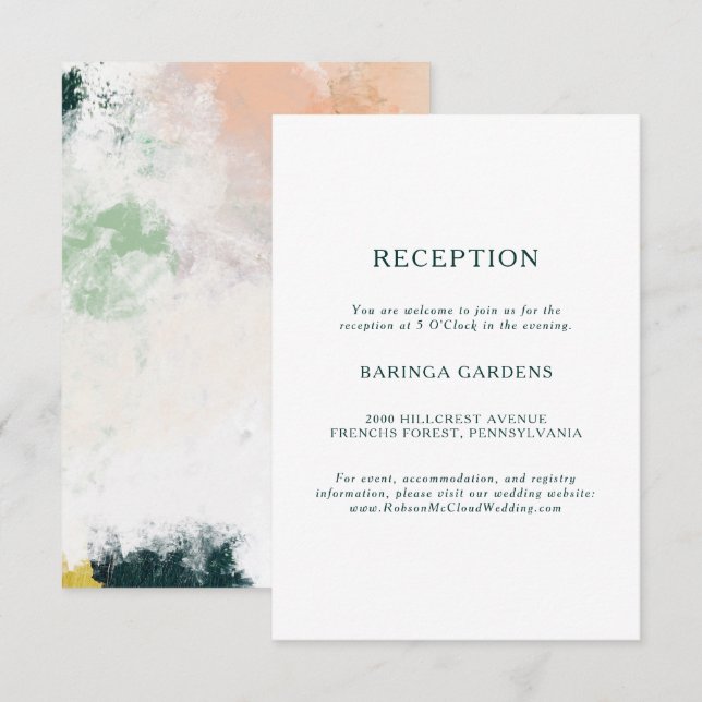 Carte de réception de mariage Abstraite colorée (Devant / Derrière)