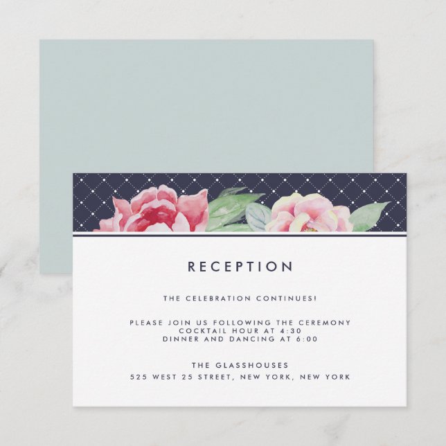 Carte de réception de mariage au motif de pivoine  (Devant / Derrière)