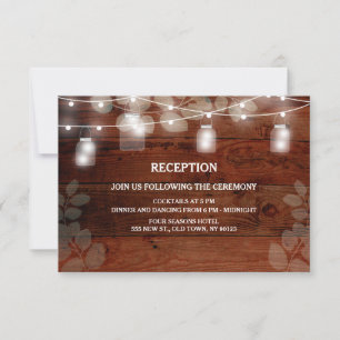 Carte de réception de mariage avec guirlandes rust