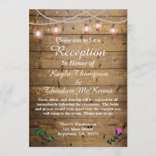 Carte de Réception de Mariage avec Lumières de Lan