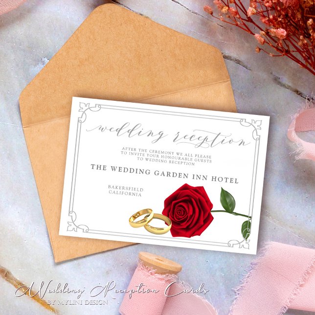 Carte de réception de mariage avec roses rouges él (Créateur téléchargé)