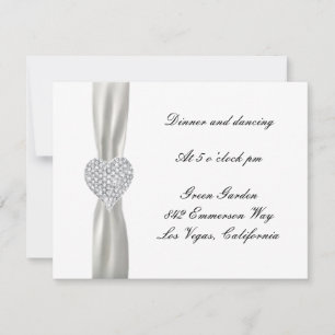 Carte de réception de mariage blanc Diamond Heart
