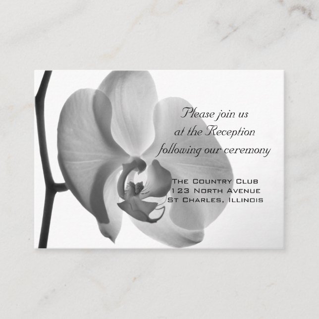 Carte de réception de mariage blanc orchidée (Devant)
