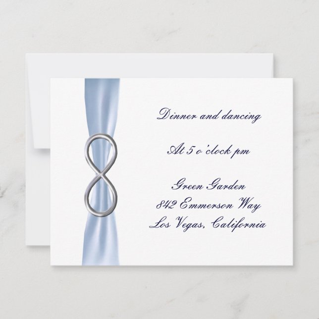 Carte de réception de mariage Blue Infinity (Devant)
