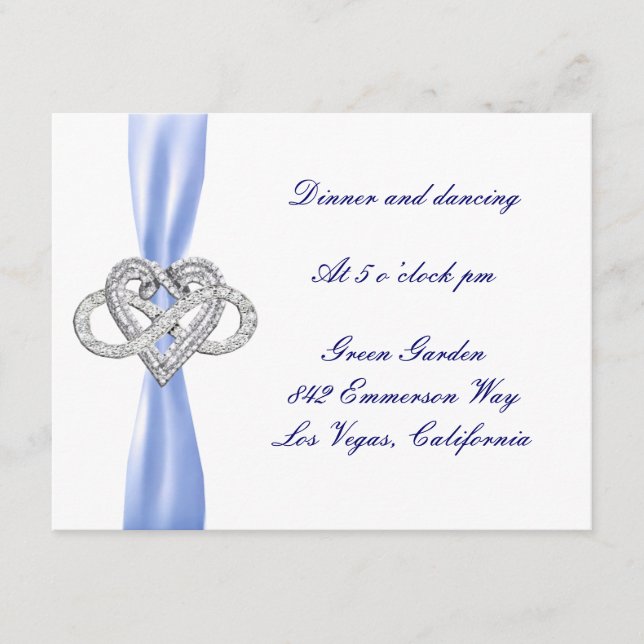 Carte de réception de mariage Blue Infinity Heart (Devant)