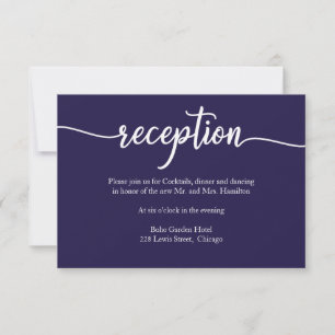 Carte de réception de mariage calligraphiée bleu m