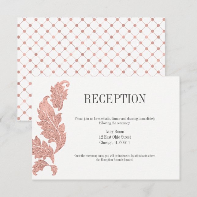Carte de réception de mariage classique Rose Gold  (Devant / Derrière)