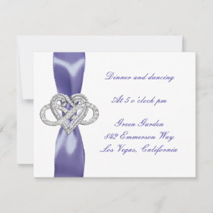 Carte de réception de mariage coeur bleu violet In