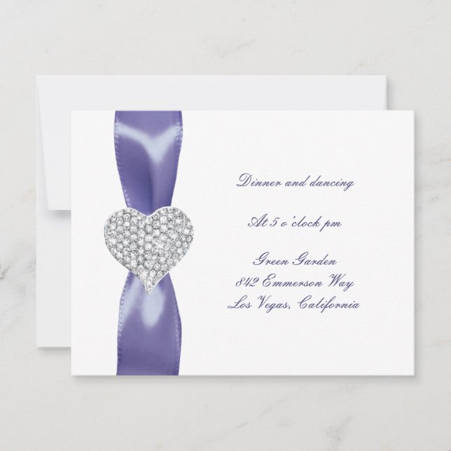 Carte de réception de mariage couleur bleu violet  (Devant)