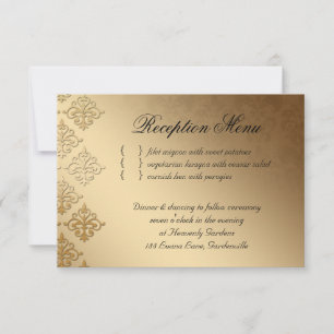 Carte de réception de mariage Damask indien rose b