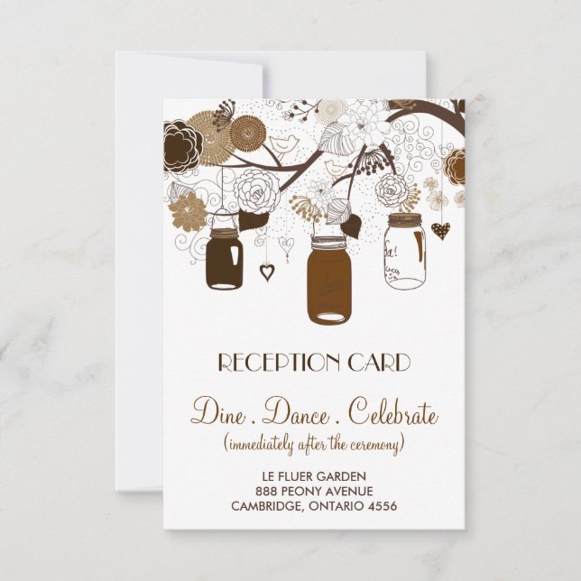 Carte de réception de mariage d'automne avec pots  (Devant)