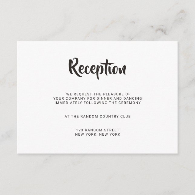 Carte de réception de mariage de calligraphie à br (Devant)