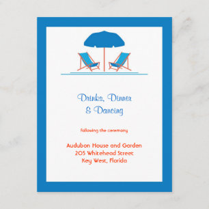 Carte de réception de mariage de chaises de plage