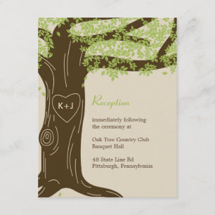 Carte de réception de mariage de chêne